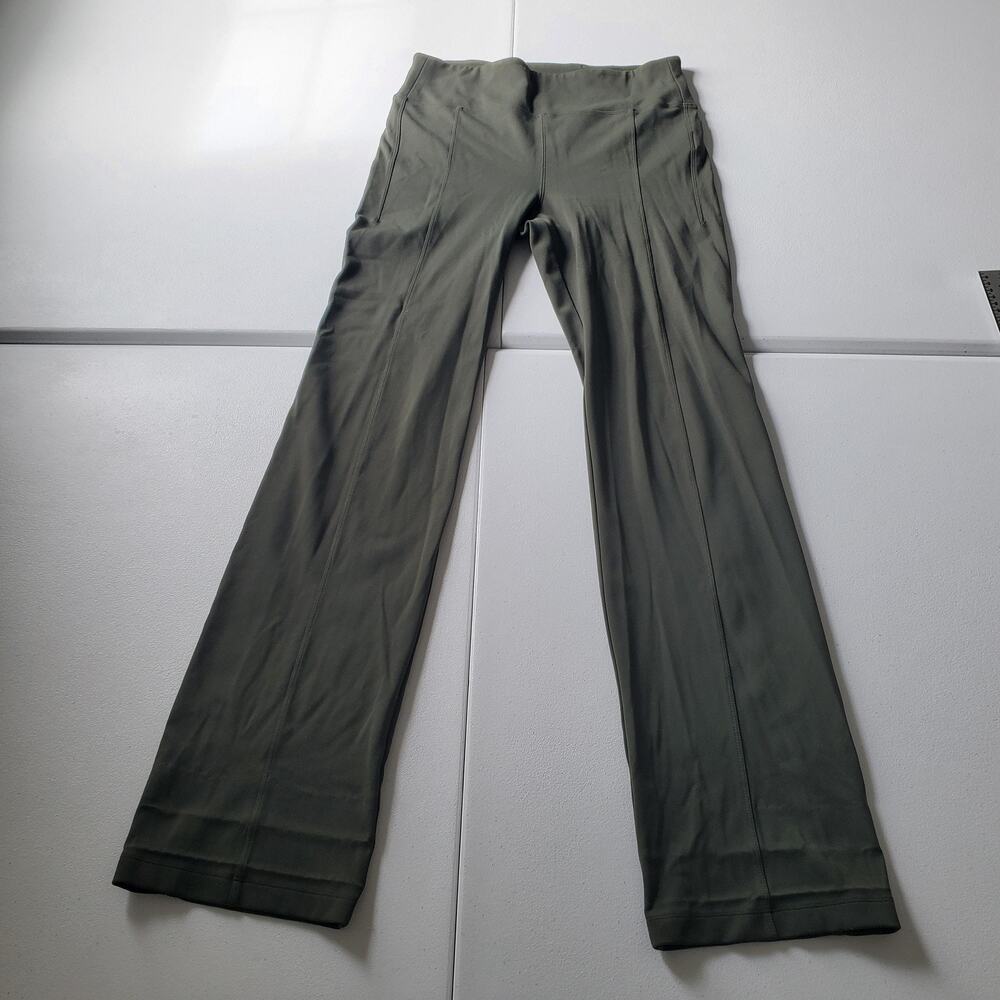 Athleta Delancey Straight Leg Pants Womens M Tall Green Knit Stretch Athletic